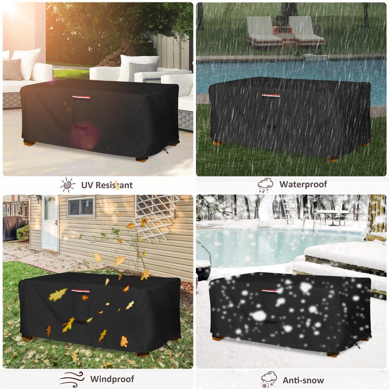 okcool Outdoor Coffee Table Cover,Waterproof Rectangular Patio Small Side Table Cover,48 x 28 x 16 inch, Outdoor Table Covers Waterproof Rectangle,Black - Image 5